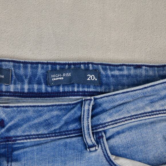 J. Jill Jeans Womens 20W (36x23) High-Rise Crop Cuffed Side Trim Blue Denim - Picture 3 of 10